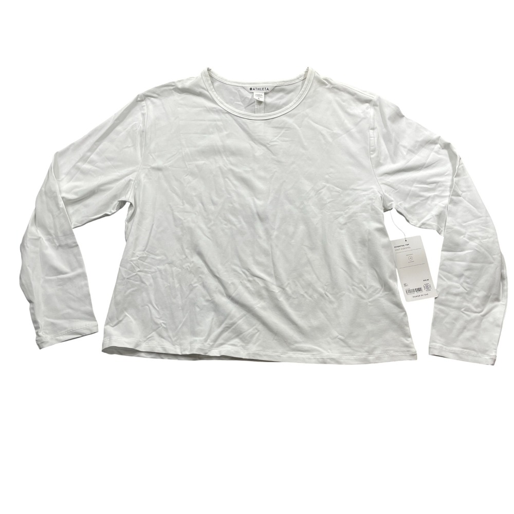 Athleta‎ Snow White Large New w/Tags Crew Neck Essential Top